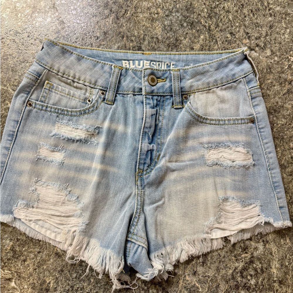 Blue Spice Blue Jean Shorts Distressed High-Waisted
